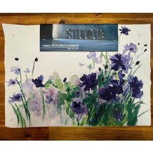Studio 19 Placemats Set of 4 13x19 Purple Floral New Textilene Wildflower Decor